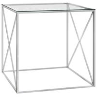 vidaXL Salontafel 55x55x55 cm roestvrij staal en glas zilverkleurig - thumbnail