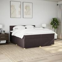 Boxspring met matras stof donkerbruin 200x200 cm - thumbnail