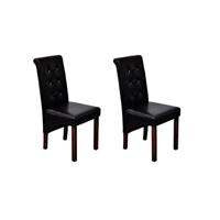 Eetkamerstoelen 2 st kunstleer zwart - thumbnail