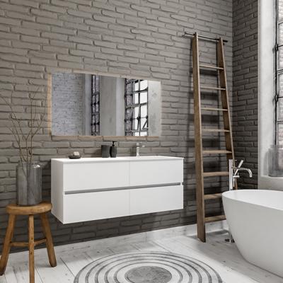 Zaro Valencia Solid Surface badmeubel 120cm mat wit 1 kraangat spoelbak rechts 4 lades