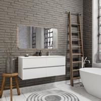 Zaro Valencia Solid Surface badmeubel 120cm mat wit 1 kraangat spoelbak rechts 4 lades - thumbnail