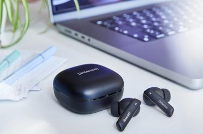 Intenso Buds Pro T500HAE schwarz In Ear oordopjes Bluetooth Zwart Noise Cancelling Waterafstotend Mobiele telefoon