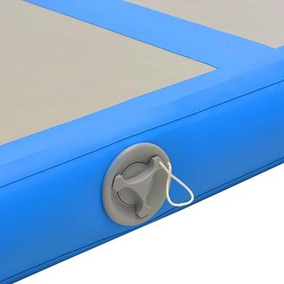 Gymnastiekmat met pomp opblaasbaar 600x100x10 cm PVC blauw - thumbnail