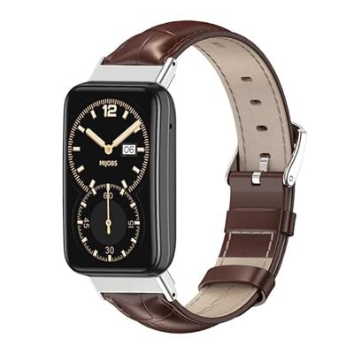 By Qubix - Echt leren bandje - Donkerbruin - Compatible met Xiaomi Smart band 7 Pro - Compatible Xiaomi bandje