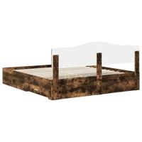 Bedframe met hoofdeinde Gerookt eiken 200 x 200 cm Bewerkt hout - thumbnail