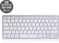 Ewent EW3163 toetsenbord Bluetooth QWERTY US International Zilver, Wit - thumbnail
