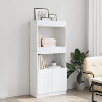Hoge kast 63x33x180 cm bewerkt hout wit - thumbnail