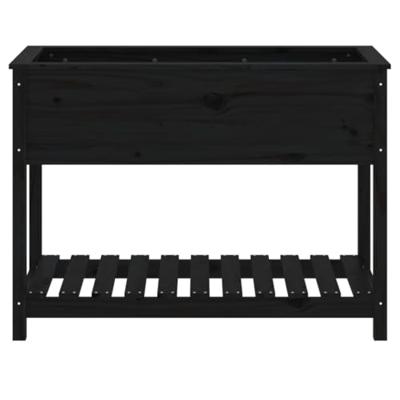 Plantenbak met schap 111,5x54x81 cm massief grenenhout zwart Plantenbak met schap 111,5x54x81 cm massief grenenhout zwart
