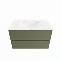 MONDIAZ VICA-DLUX 80cm badmeubel onderkast Army 2 lades. Inbouw wastafel CLOUD midden 1 kraangat, kleur Ostra. - thumbnail