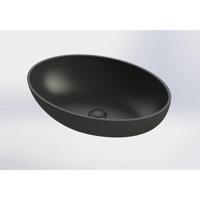 Royal plaza Cinea opzetwastafel 57x40,5cm z/kr.gat z/overl. m.zwart - thumbnail