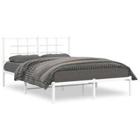 Bedframe met hoofdbord metaal wit 140x190 cm - thumbnail