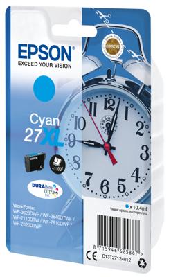 Epson inktcartridge 27XL, 1.100 pagina's, OEM C13T27124012, cyaan