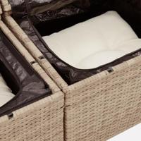 9-delige Loungeset met kussens poly rattan beige - thumbnail