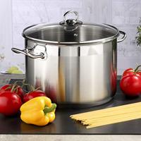 Prachtige grote RVS soeppan - 10 of 15 liter - Met glazen deksel - thumbnail