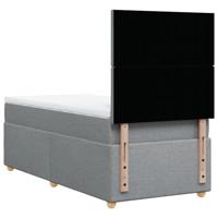 Boxspring met matras stof lichtgrijs 90x200 cm - thumbnail