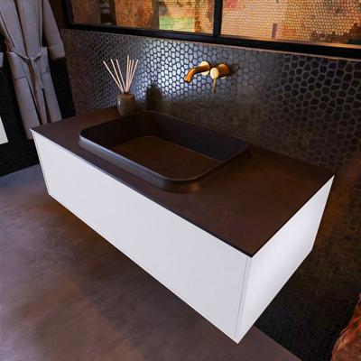 Badkamermeubelset Mondiaz Erin 100 cm met 1 Lade met RIDGE Wastafel Midden Urban Zonder Kraangaten Greeploos Mat Cale Badkamermeubelset Mondiaz Erin 100 cm met 1 Lade met RIDGE Wastafel Midden Urban Zonder Kraangaten Greeploos Mat Cale