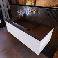 Badkamermeubelset Mondiaz Erin 100 cm met 1 Lade met RIDGE Wastafel Midden Urban Zonder Kraangaten Greeploos Mat Cale - thumbnail