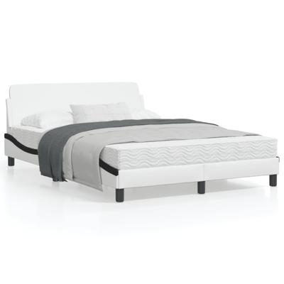 Bedframe met hoofdbord kunstleer zwart en wit 140x200 cm