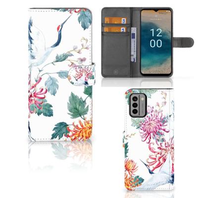 Nokia G22 | Telefoonhoesje | Met pasjeshouder | Bird Flowers