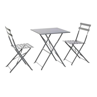 Tafel met twee stoelen Home ESPRIT Grijs 60 x 60 x 71 cm Tafel met twee stoelen Home ESPRIT Grijs 60 x 60 x 71 cm
