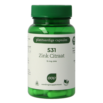 AOV 531 Zink citraat 15mg 60 Vegetarische capsules