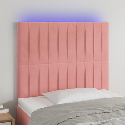 Hoofdbord LED 80x5x118/128 cm fluweel roze