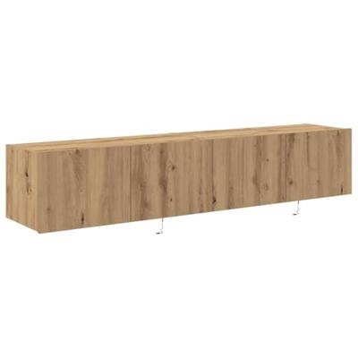 Tv-wandmeubels 2 st met LED 80x35x31 cm artisanaal eiken