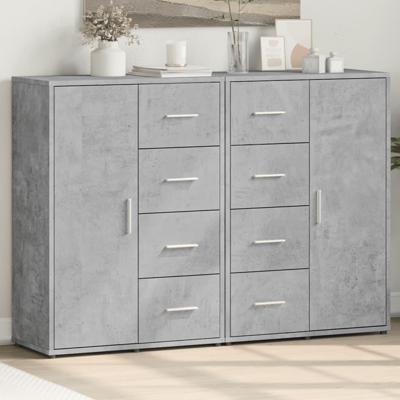 Dressoirs 2 st 60x31x84 cm bewerkt hout betongrijs
