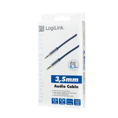 LogiLink CA10030 Jackplug Audio Aansluitkabel 0.30 m Donkerblauw (mat)