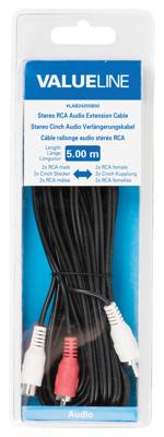 Stereo Audio Verlengkabel 2x RCA Male - 2x RCA Female 5.00 m Zwart Stereo Audio Verlengkabel 2x RCA Male - 2x RCA Female 5.00 m Zwart