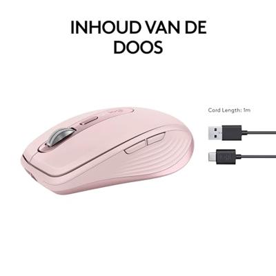 Draadloze muis - LOGITECH - MX Anywhere 3S - Bluetooth - Stille klikken - 6 knoppen - Roze - thumbnail