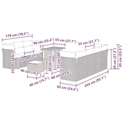 Tuinbankenset 10 pcs Beige poly rattan