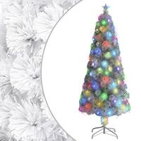 Kunstkerstboom met verlichting 240 cm glasvezel wit - thumbnail