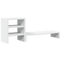 Monitorstandaard met bureau-organizer bewerkt hout wit - thumbnail