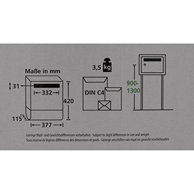 Burg Wächter 4400W Malaga 4400 W Brievenbus Plaatstaal Wit Sleutelslot