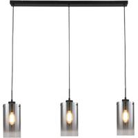Freelight Hanglamp Ventotto 3 lichts L 100 cm rook glas zwart - thumbnail