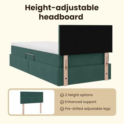 Opbergbed met LED met matras Donkergroen 90 x 200 cm Fluweel