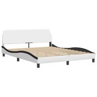 Bed met matras kunstleer wit en zwart 160x200 cm - thumbnail