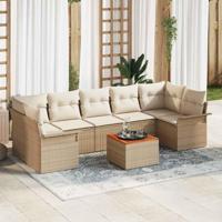 Tuinbankenset met kussen 8 pcs Beige poly rattan - thumbnail