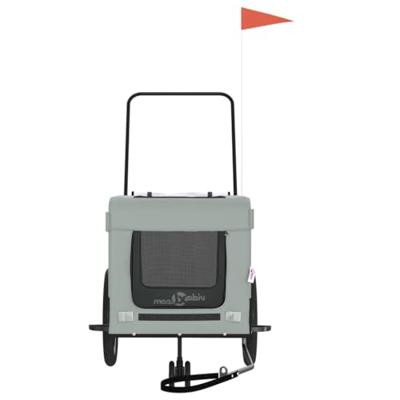Hondenfietstrailer oxford stof en ijzer grijs en zwart - thumbnail