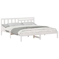 Bedframe met hoofdeinde Wit 180 x 200 cm Massief grenenhout - thumbnail