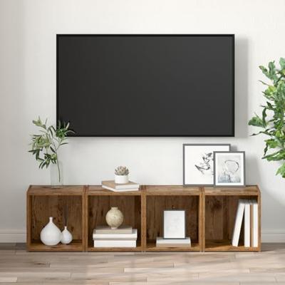 TV-kast met opslag 2 pcs Bruin 37 x 35 x 37 cm Bewerkt hout TV-kast met opslag 2 pcs Bruin 37 x 35 x 37 cm Bewerkt hout