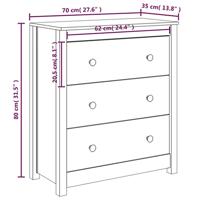 Dressoir 70x35x80 cm massief grenenhout wit - thumbnail
