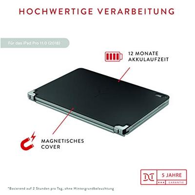 BRYDGE 11 Pro, hoogwaardig bluetooth-toetsenbord van aluminium voor de iPad Pro 11 (2018 & 2020), Duitse lay-out QWERTZ, inclusief magnetische iPad cover, zilver