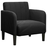 Fauteuil met armleuningen 54 cm fluweel zwart - thumbnail