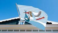 Geboorte Jongen Raamvlag Ooievaar 60x90cm - thumbnail