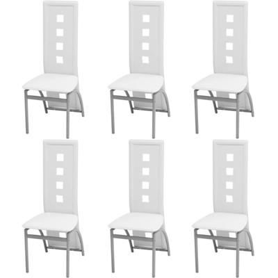 Eetkamerstoelen 6 st kunstleer wit