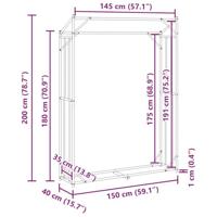 Haardhoutrek met regenhoes 150x40x200 cm gegalvaniseerd staal - thumbnail
