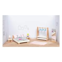 Goki houten poppenmeubels slaapkamer, 18dlg. - thumbnail