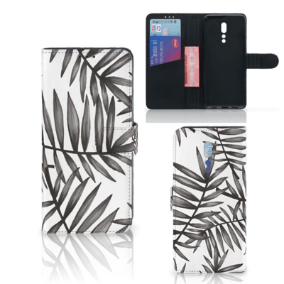 OPPO Reno Z Hoesje Leaves Grey OPPO Reno Z Hoesje Leaves Grey